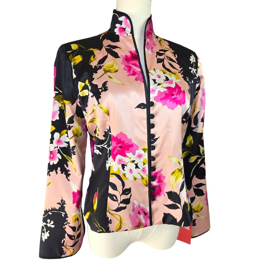 JS COLLECTIONS PETITE Multi Floral Satin Blazer